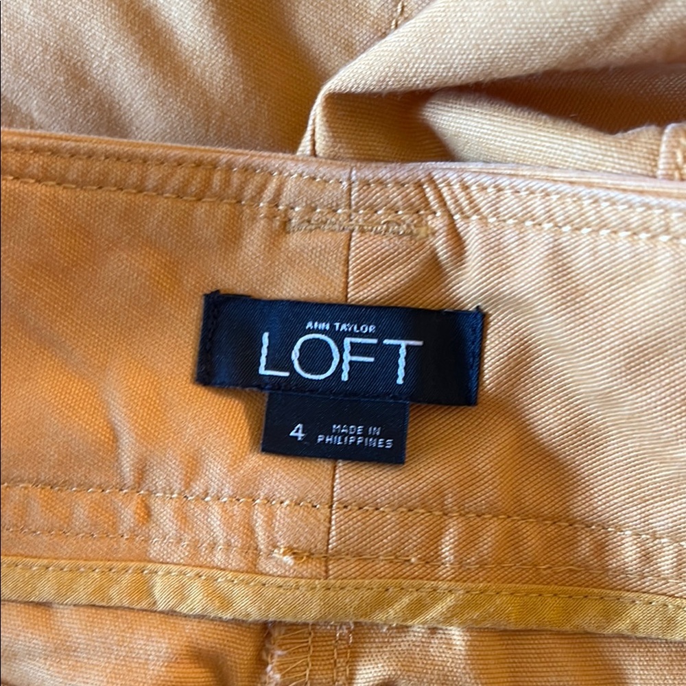 LOFT Mustard Yellow High Rise Tie Waist Cropped Wide Leg Pant - Picture 11 of 12